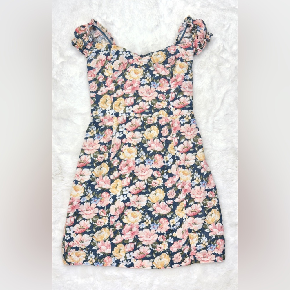 Like-new Abercrombie & Fitch Blue Floral Off-The-Shoulder Corset Mini Dress